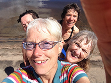 Joyce, Brenda, Mary and Donna taking a bath in the Ottawa River 
