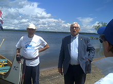 Pembroke Mayor Mikel LeMay welcomes West Wind Brigade ashore 